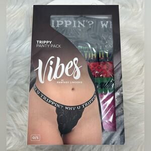 Fantasy Lingerie Vibes Trippy Panty Pack 3-Piece Lace Thongs NWT One Size